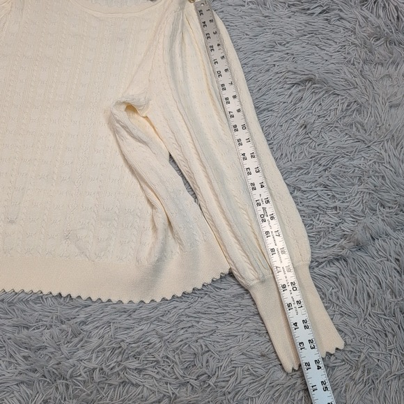 Adrianna Papell Sweater Womens XL Winter White Cable Stitch Preppy Comfort New - Picture 5 of 11